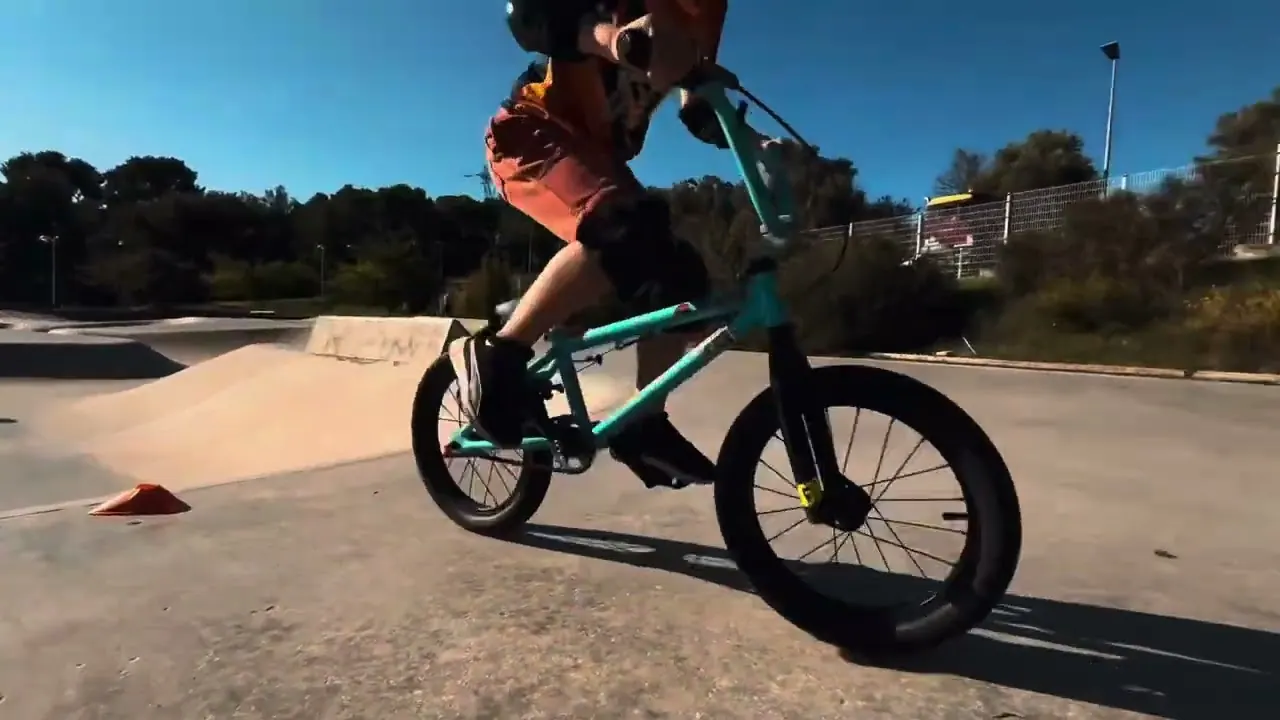 Jeune rider Wild Bike en BMX au skatepark